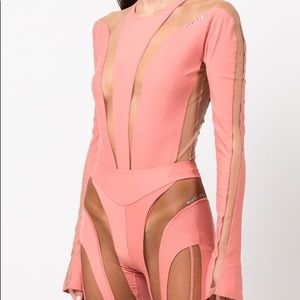 NWT Mugler x The Webster Sheer-Panel Bodysuit